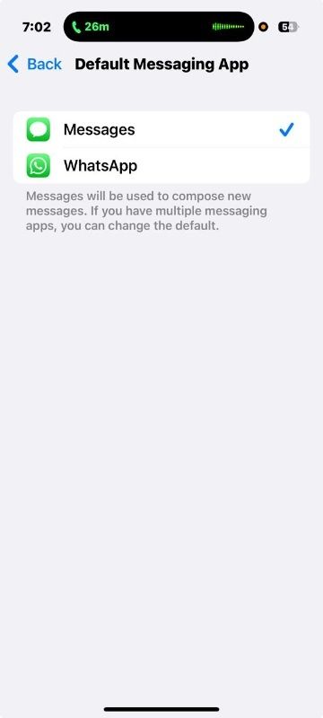 Default Messaging WhatsApp