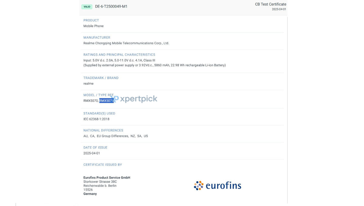 Realme RMX5079 Eurofins