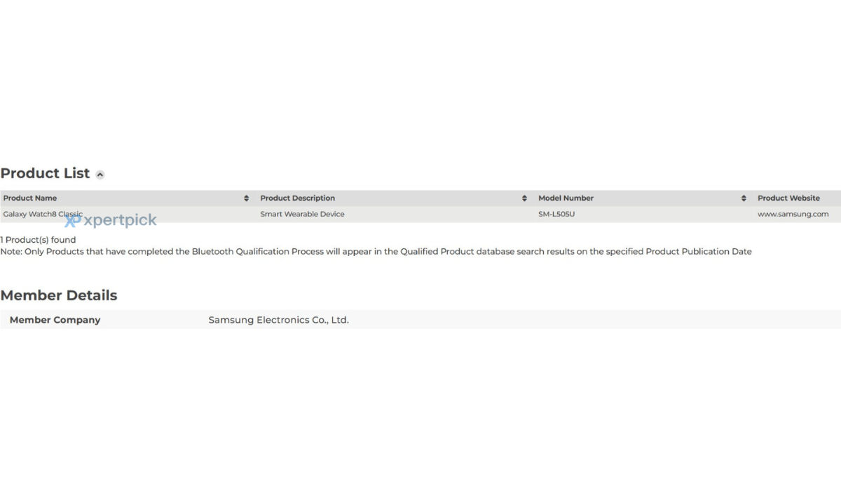 Samsung Galaxy Watch 8 Classic Bluetooth SIG certified