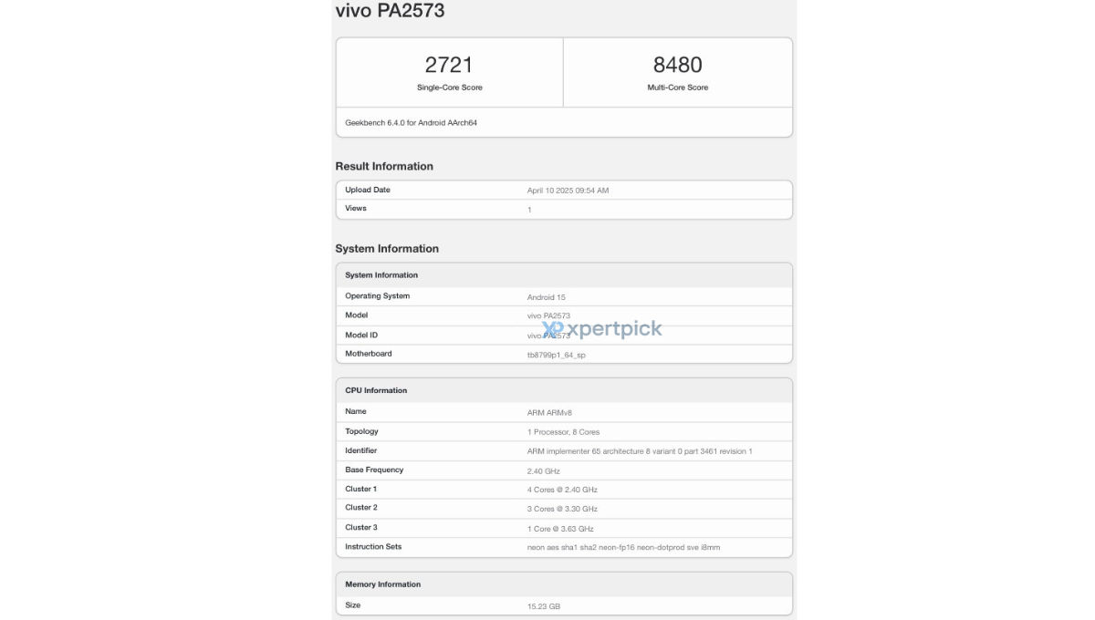 Vivo Pad 5 Pro Geekbench