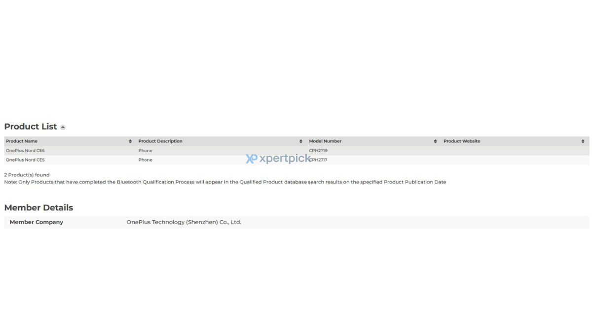 OnePlus Nord CE 5 Bluetooth SIG