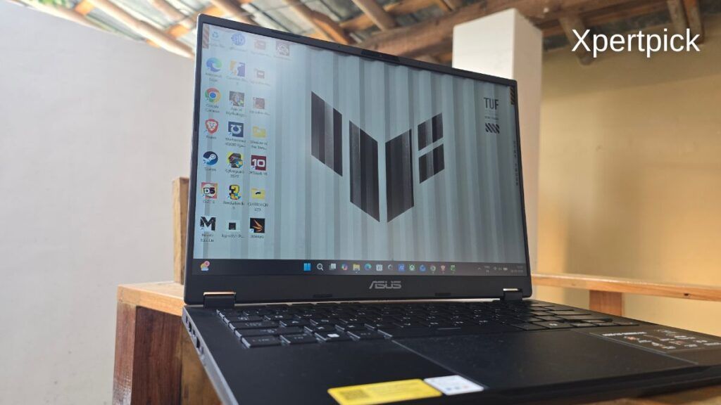 Asus TUF Gaming A14 display and keyboard view. (Source: Yetnesh Dubey / XpertPick)