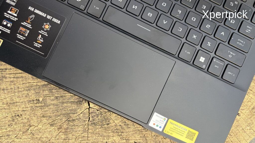 Asus TUF Gaming A14 touchpad close-up. (Source: Yetnesh Dubey / XpertPick)